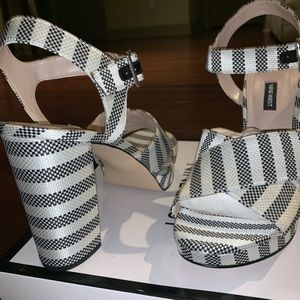 Brand new, never worn block wedge heels